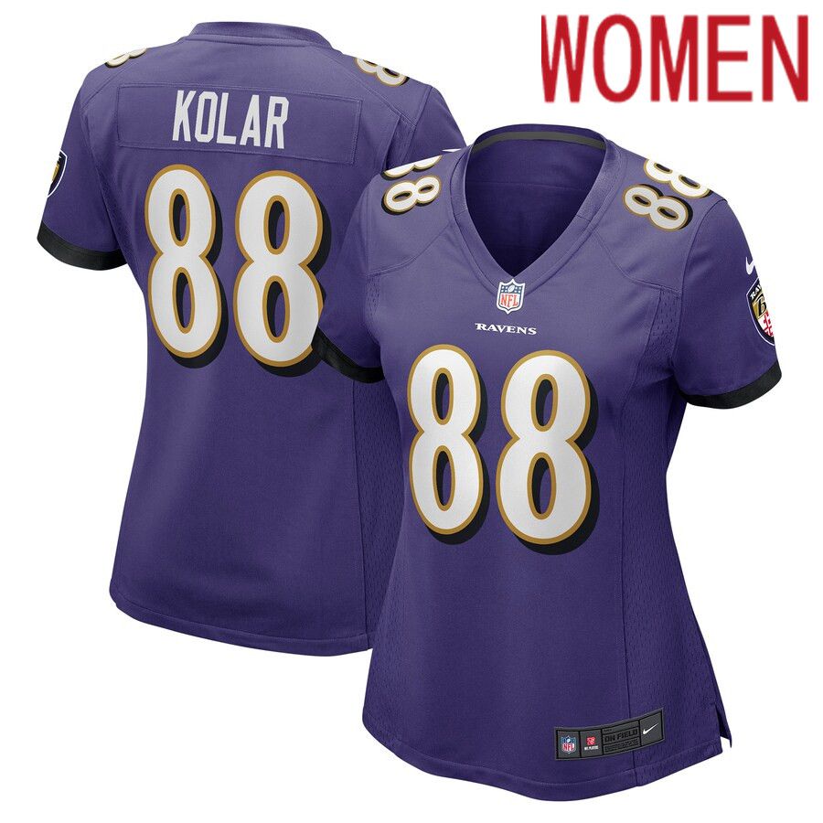 Women Baltimore Ravens #88 Charlie Kolar Nike Purple Player Game NFL Jersey->women nfl jersey->Women Jersey